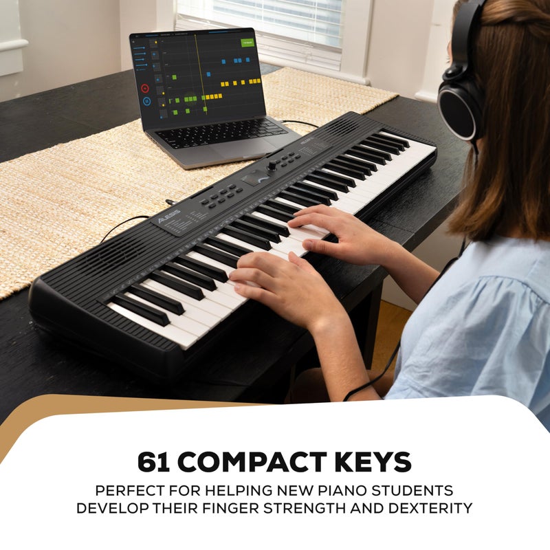 Alesis بيانو الكيبورد أليسيز ميلودي 61 MK4 للمبتدئين مع 61 مفتاح، مكبرات صوت، حامل، مقعد، سماعات، حامل لوح/نوتة موسيقية، 300 صوت ودروس موسيقية - Image 4