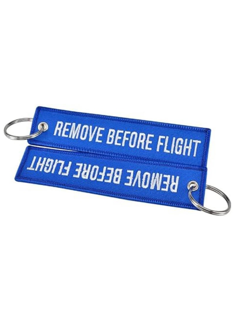 بيعتكلها سلسلة مفاتيح مطرزة على الوجهين لطاقم الطيران الكابتن الطيار للدراجات النارية والسيارات والحقيبة وأزياء المفاتيح (يتم إزالتها قبل الطيران - أزرق) - Image 2