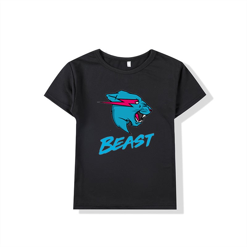 Independent Station -Selling Cartoon Mr Beast Boys And Girls Short-Sleeved T-Shirt Children'S Cartoon Printed Top - Image 1