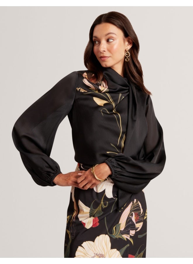 Ted Baker Neck Tie Printed Long Sleeve Top - Image 1