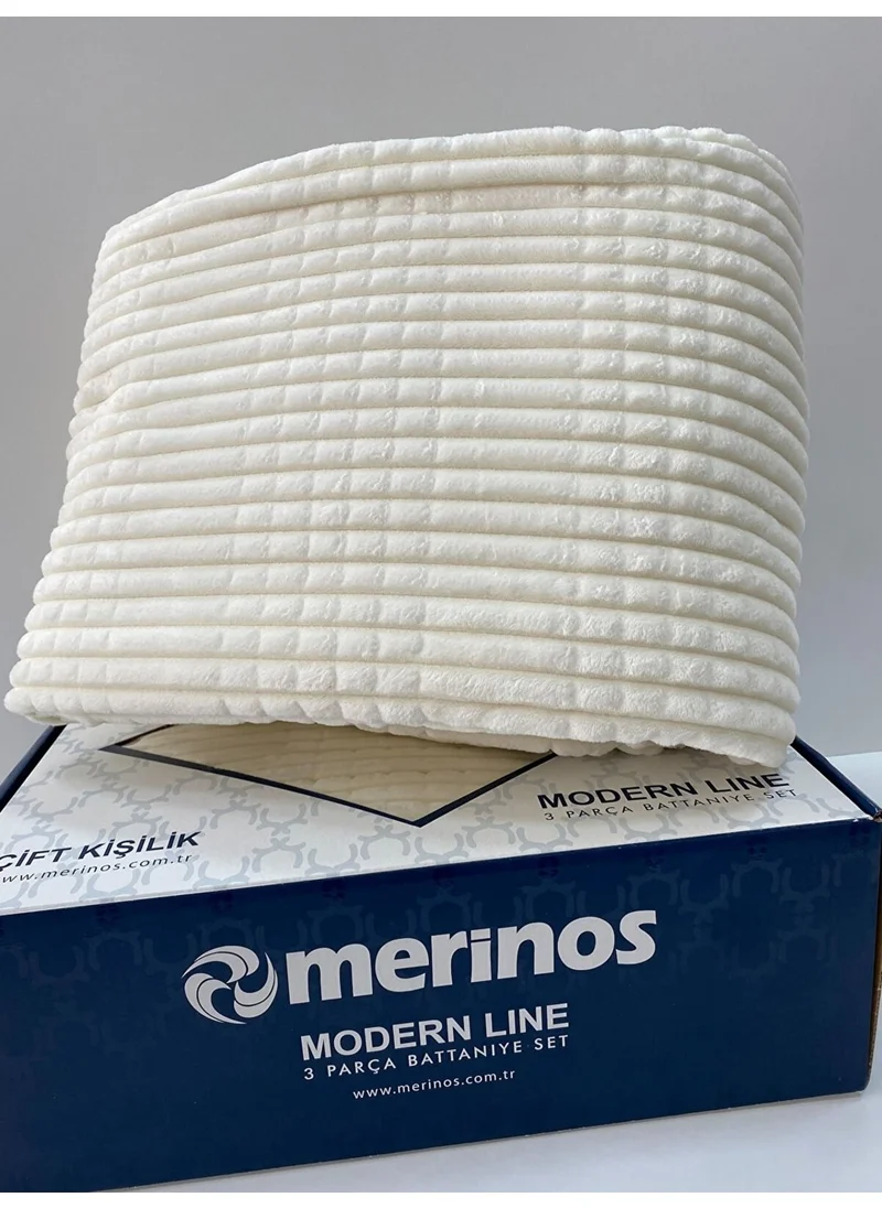 ميرينوس Modern Line 2 Piece Blanket Set - Bone
