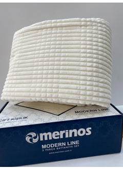 MERINOS Modern Line 2 Piece Blanket Set - Bone  - Image 3
