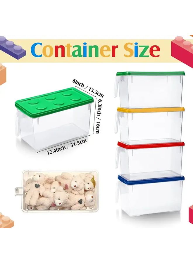 Green Stackable Toy Storage Bin with Lid and Handle - Image 2