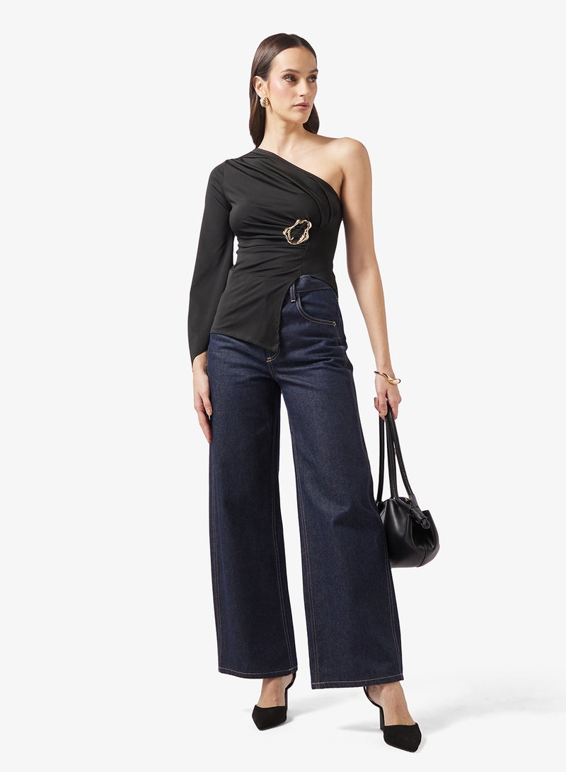 ELLA One Shoulder Fitted Top - Image 4