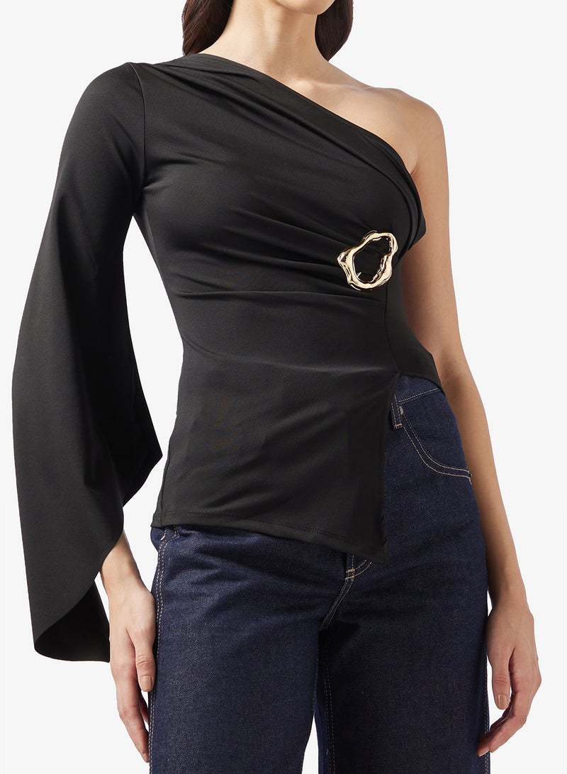 ELLA One Shoulder Fitted Top - Image 2