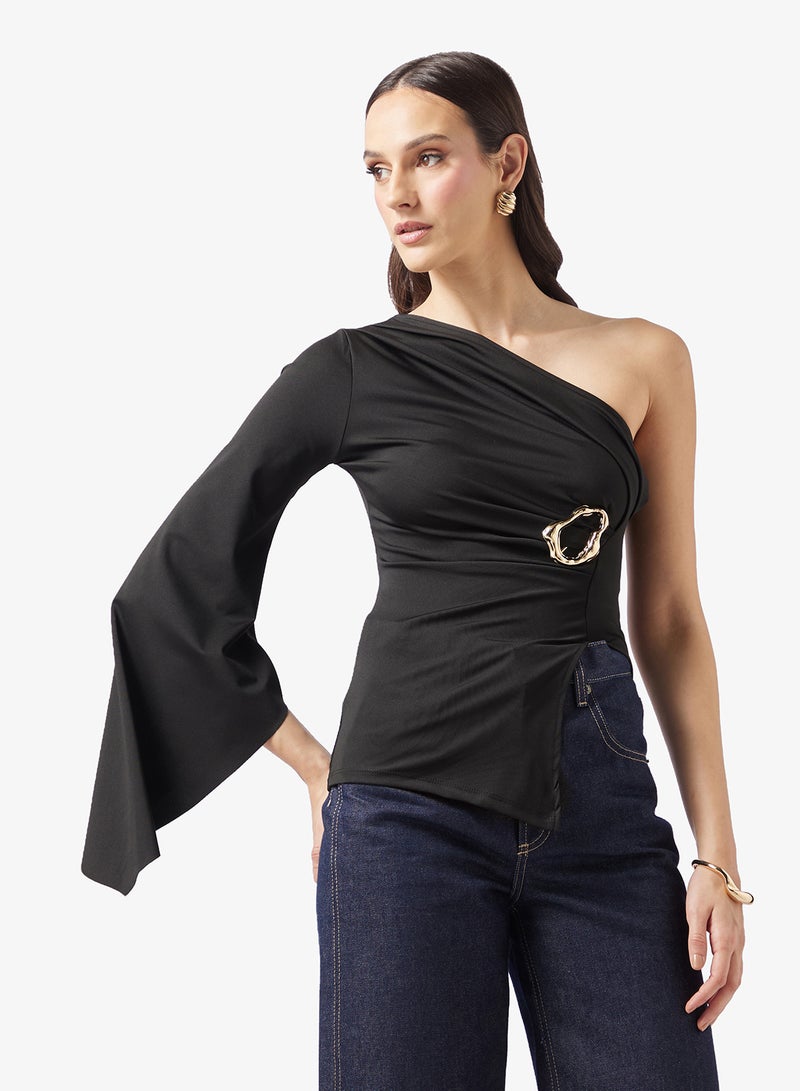 ELLA One Shoulder Fitted Top - Image 1