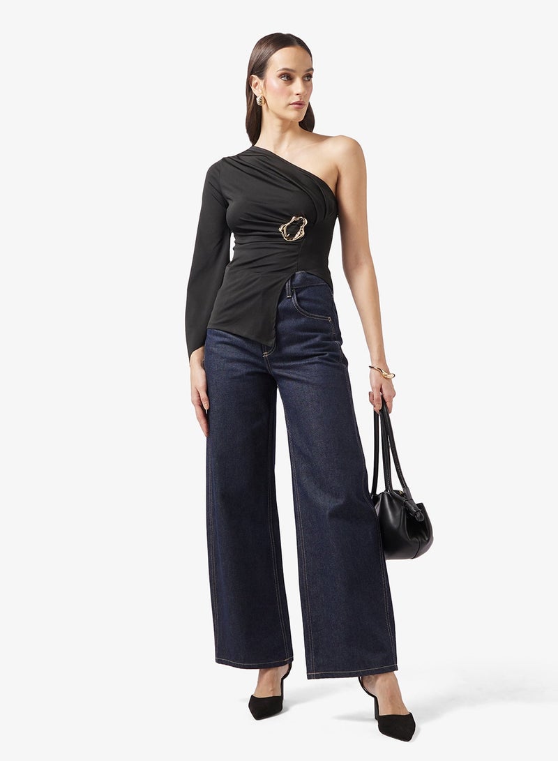 ELLA One Shoulder Fitted Top - Image 4