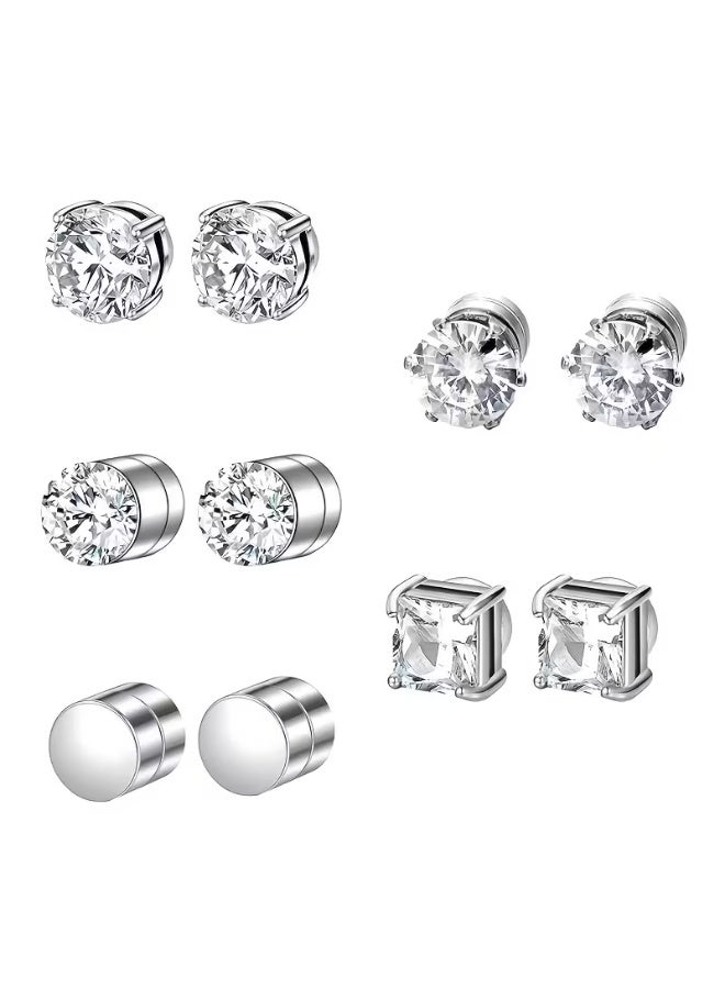aeen 5 Pairs 304 Stainless Steel Magnetic Stud Earrings | Non-Piercing Double-Sided Earrings Gift for Men & Women - Image 1