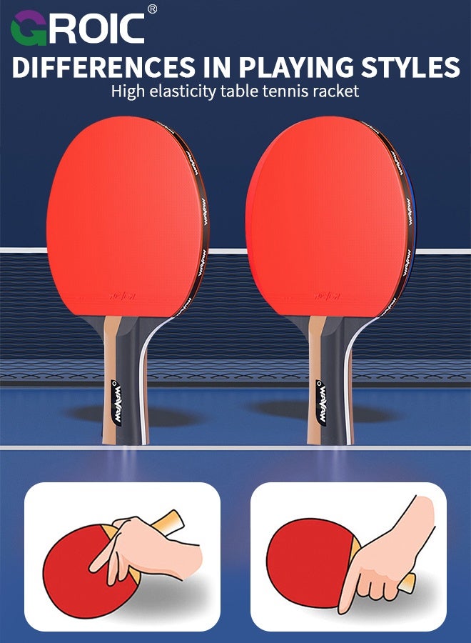 GROIC Table Tennis Rackets Set for Beginners - 2 Pack Ping Pong Paddles with 3 Balls & Carry Case, Student Training for Kids, Students & Training - Image 5