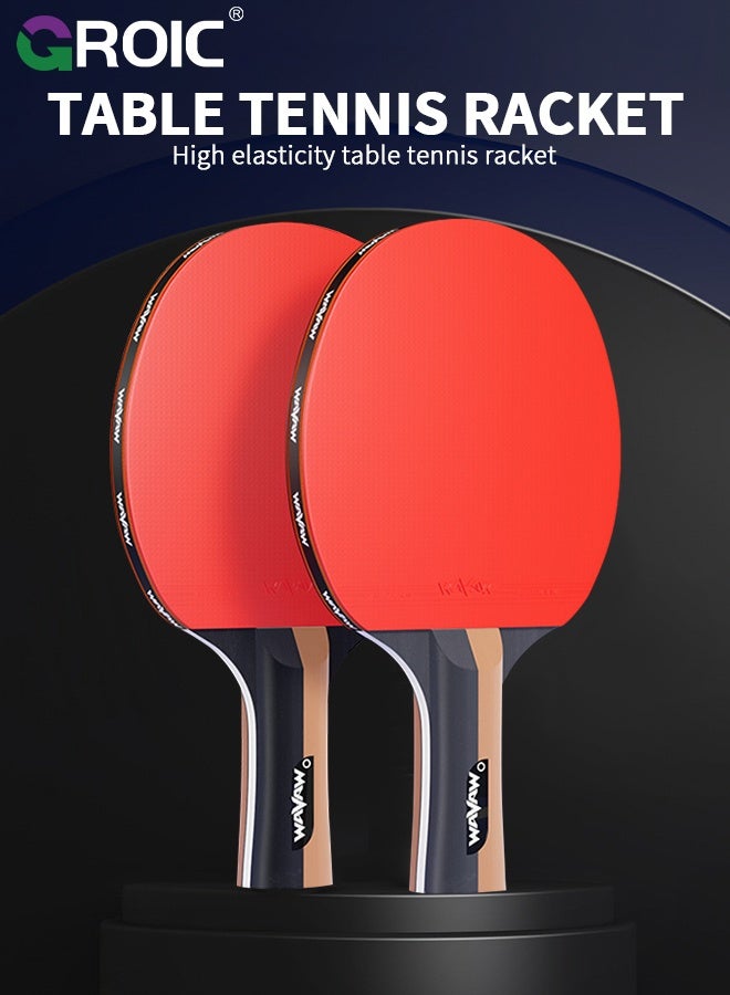 GROIC Table Tennis Rackets Set for Beginners - 2 Pack Ping Pong Paddles with 3 Balls & Carry Case, Student Training for Kids, Students & Training - Image 4