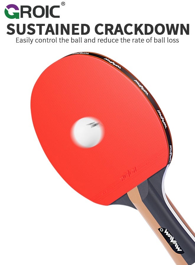 GROIC Table Tennis Rackets Set for Beginners - 2 Pack Ping Pong Paddles with 3 Balls & Carry Case, Student Training for Kids, Students & Training - Image 3