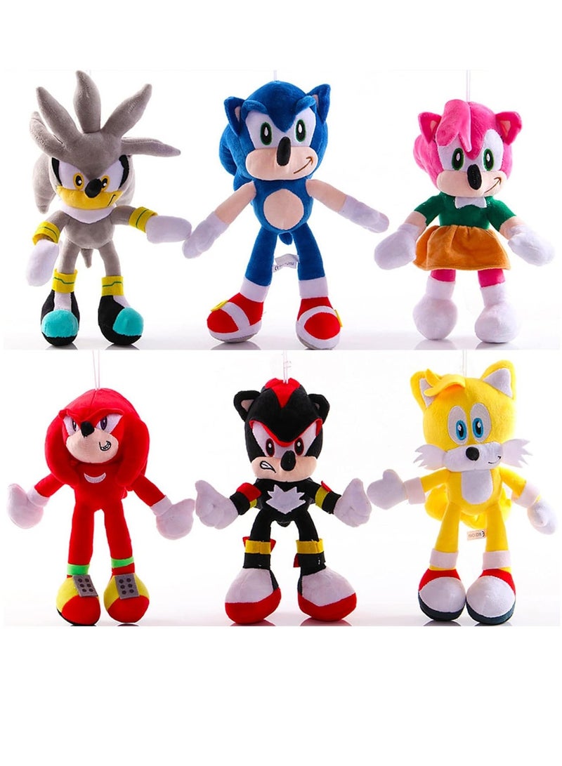 6pcs Sonic The Hedgehog Action Figures Plush Toys Stuffed Animals Puppets Set Hedgehog Tails Knuckles Shadow Tomy Amy Plush Doll - Image 1