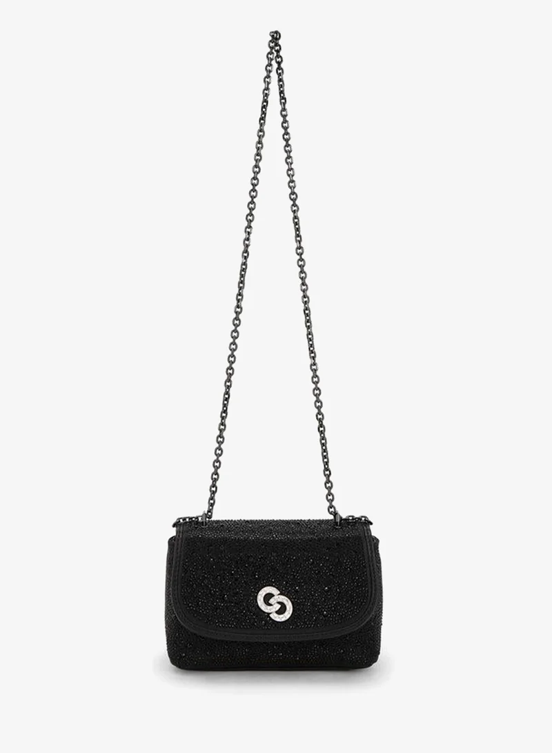 Celeste BLACK Embellished Crossbody Bag With Chain Strap for Women | Best Price UAE