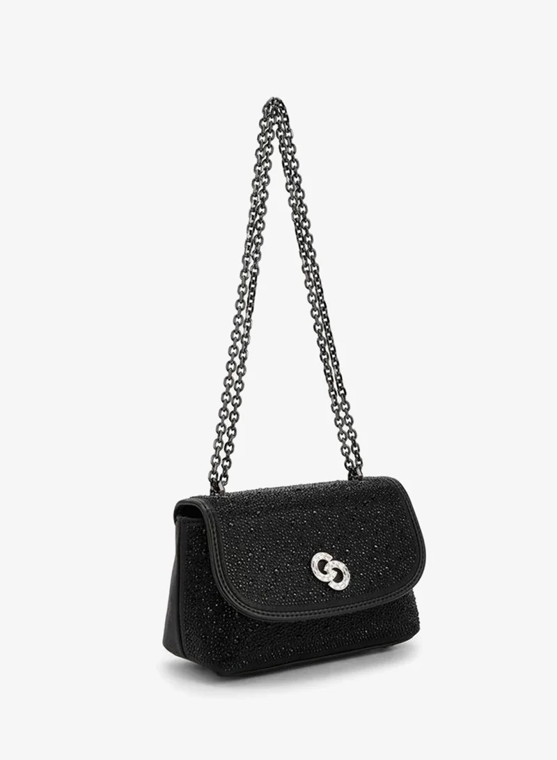 Celeste BLACK Embellished Crossbody Bag With Chain Strap for Women | Best Price UAE