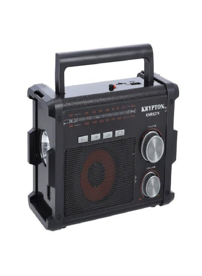 KRYPTON Portable Radio Multifunctional Rechargeable Bluetooth USB Radio LED Light Weight Black KNR6374 - Image 1