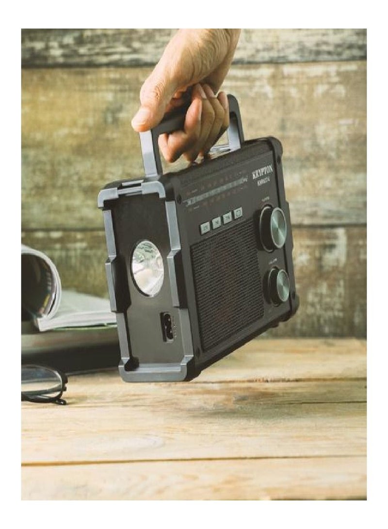 KRYPTON Portable Radio Multifunctional Rechargeable Bluetooth USB Radio LED Light Weight Black KNR6374 - Image 5