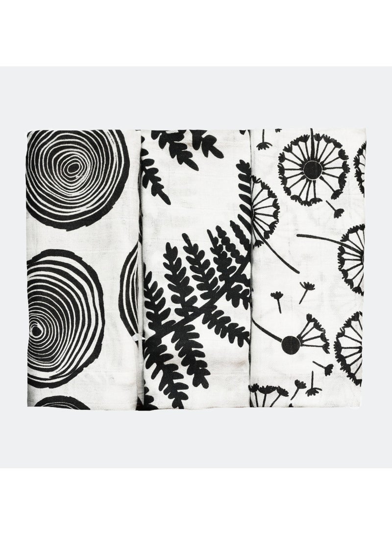 3-Pack Plant Print Muslins 0-4