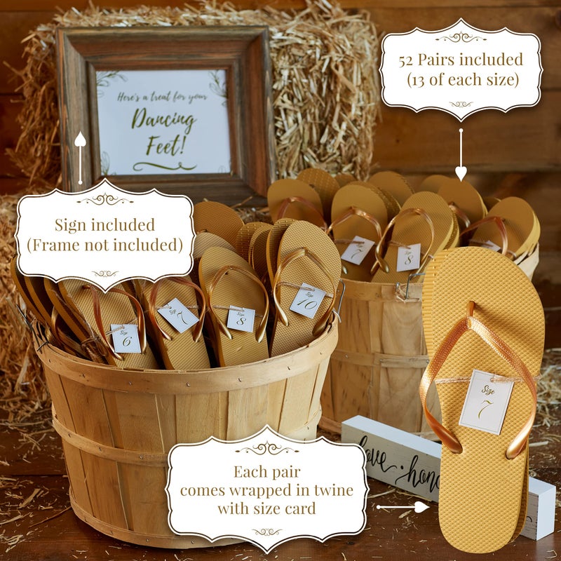 Orca Bulk Flip Flops For Wedding Guests (GOLD) | 52 Pack Wholesale Wedding Sandals - Image 4