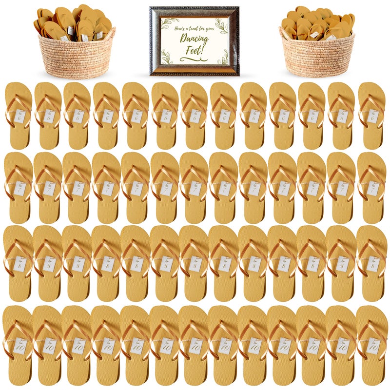 Orca Bulk Flip Flops For Wedding Guests (GOLD) | 52 Pack Wholesale Wedding Sandals - Image 1