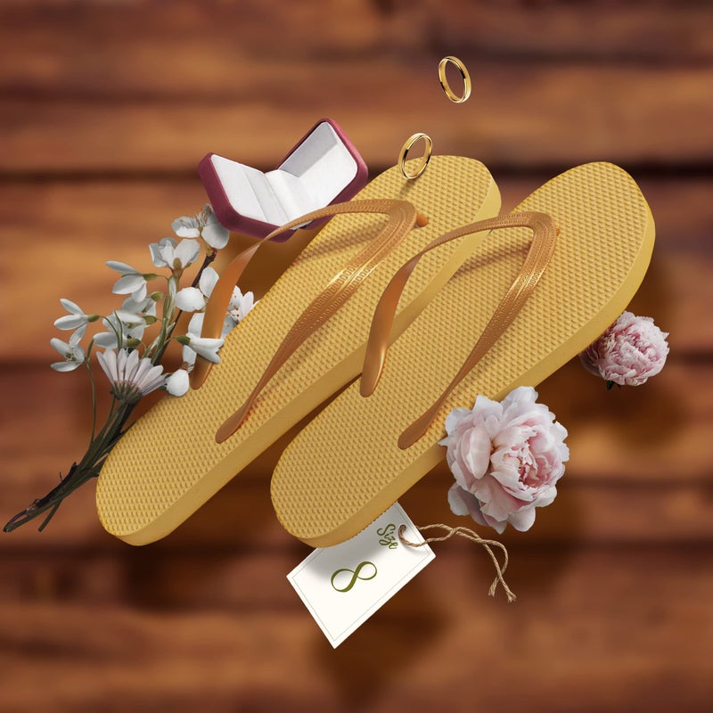 Orca Bulk Flip Flops For Wedding Guests (GOLD) | 52 Pack Wholesale Wedding Sandals - Image 3