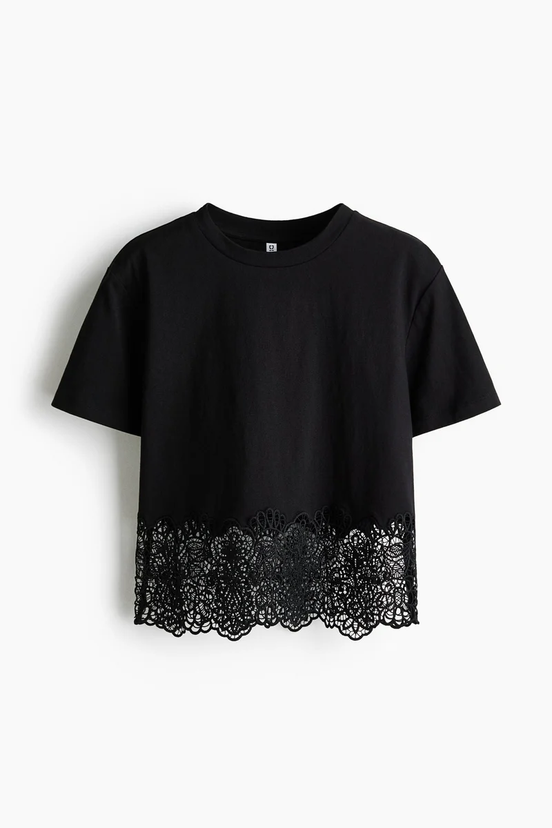 H&M Lace-trimmed T-shirt