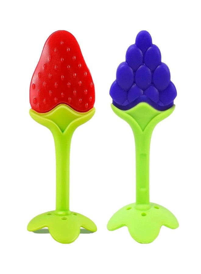 Miracle Moms Silicone Teething Toys for 0-12 Month babies/BPA Free Soft and Textured Fruit shaped Silicone Teether Gum Chews Infant Toys/ Baby Fruit Teether and soother pacifier/fruit shaped teether for baby (Pack of 2) Any shape - Image 1