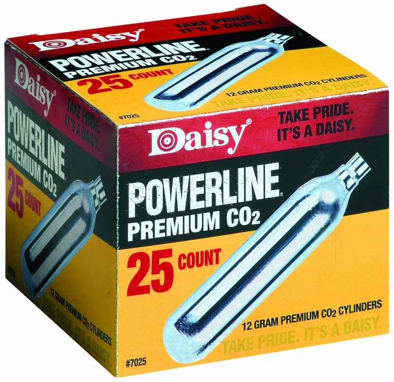 Daisy Outdoor Products 25 Count CO2 Cylinder, Silver, 12gm - Image 1