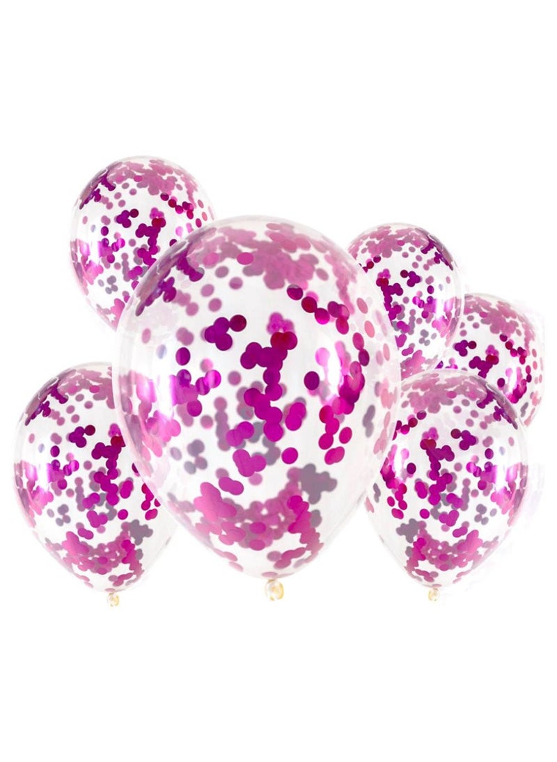 Magenta Confetti Latex Balloons 30cm 6-Pack