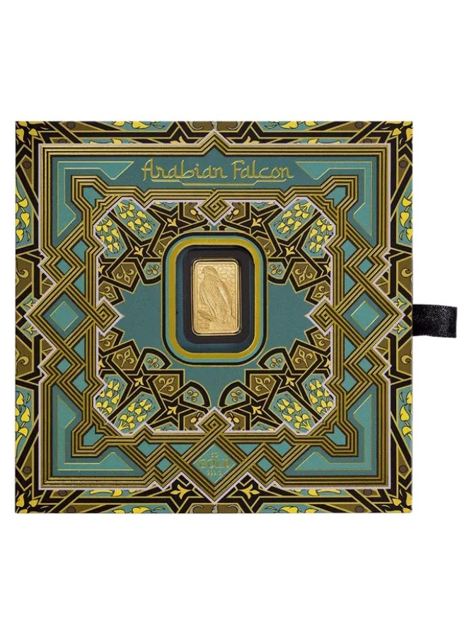 بامب سبيكة ذهب الصقر العربي بامب عيار 24 بوزن 5 غرام مع إطار ستانلس ستيل - Image 1