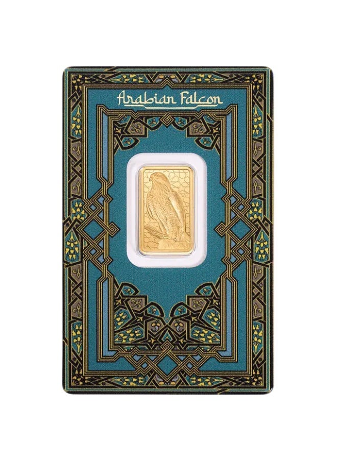 بامب سبيكة ذهب الصقر العربي بامب عيار 24 بوزن 5 غرام مع إطار ستانلس ستيل - Image 5