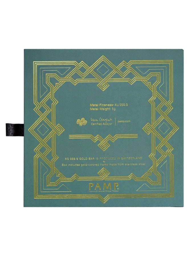 بامب سبيكة ذهب الصقر العربي بامب عيار 24 بوزن 5 غرام مع إطار ستانلس ستيل - Image 4