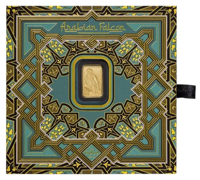 PAMP 5 grams Gold Bar Arabian Falcon with stainless steel frame - Image 1