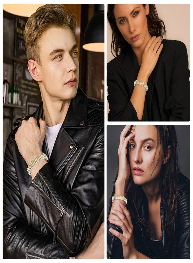 YBMYCM Chunky Watch Strap Chain Bracelet for Women Gold Plated Waterproof Stainless Steel Timepiece Link Bracelet - Image 2