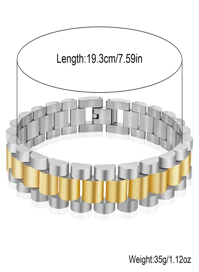 YBMYCM Chunky Watch Strap Chain Bracelet for Women Gold Plated Waterproof Stainless Steel Timepiece Link Bracelet - Image 4