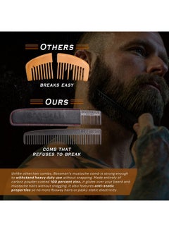 bossman Metal Grooming Comb For Men - Mustache And Beard Styling Tool With Leather Pocket Case (Black)  - Image 4