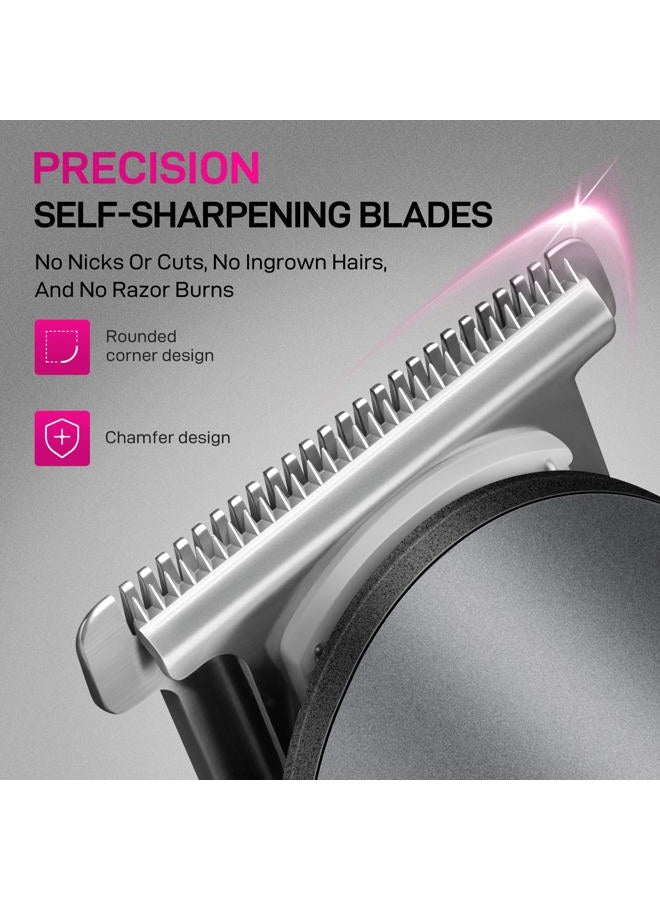 pritech Hair Trimmer for Women, Waterproof Bikini Trimmer, Rechargeable Pubic Hair Clippers and Trimmer, Home Hair Cut Kit, Cordless Barber Grooming Sets, Aurora Gray…… - Image 2