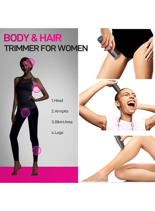 pritech Hair Trimmer for Women, Waterproof Bikini Trimmer, Rechargeable Pubic Hair Clippers and Trimmer, Home Hair Cut Kit, Cordless Barber Grooming Sets, Aurora Gray…… - Image 5