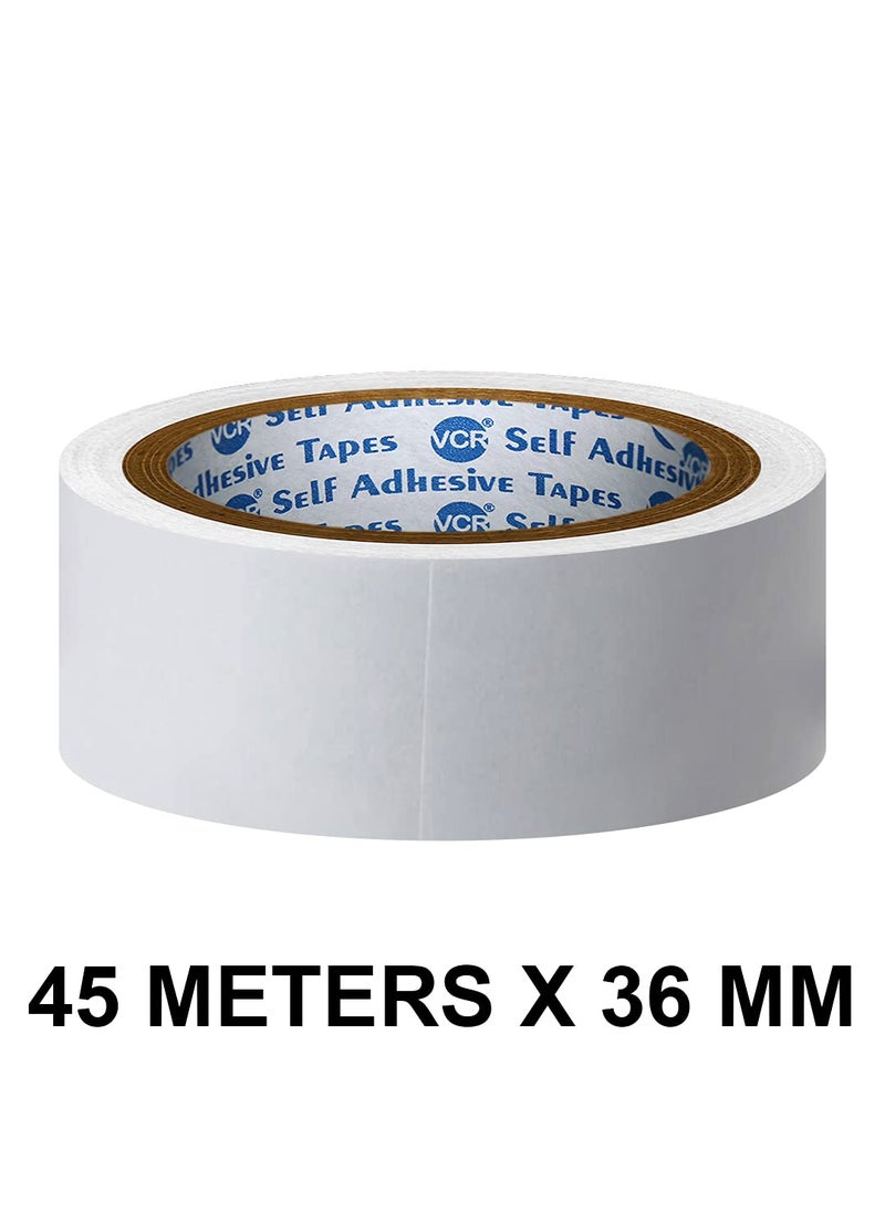 VCR - VCR Double Side Tissue Tape - 45 Meters in Length - 36mm / 1.5" Width - 01 Roll Per Pack - Easy Tear for Double Sided Adhesive Use, Best for Arts, Crafts, Photography, Scrapbooking. - Image 1