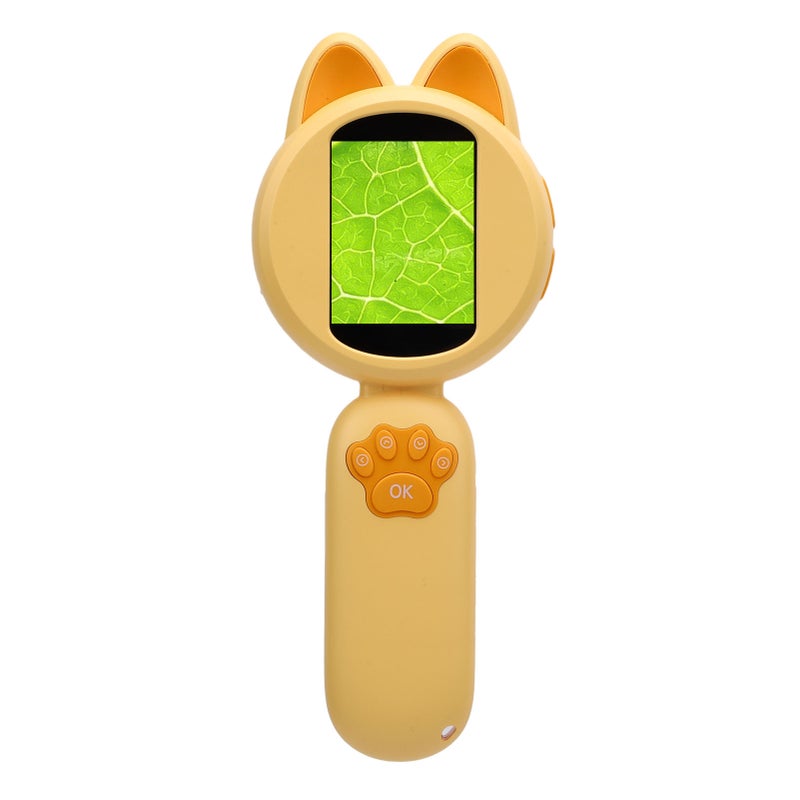 Electronic Magnifying Glass Handheld 2.0 Inch Color Screen Portable Digital Microscope Educational Science Toys with 8 LED Lights Yellow - Image 2