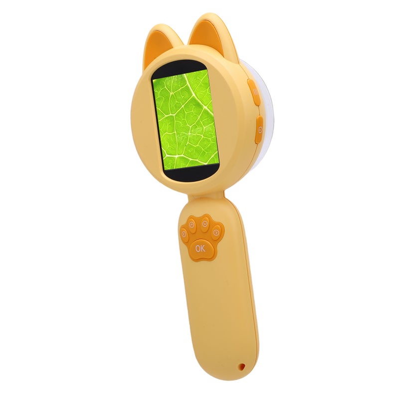 Electronic Magnifying Glass Handheld 2.0 Inch Color Screen Portable Digital Microscope Educational Science Toys with 8 LED Lights Yellow - Image 4