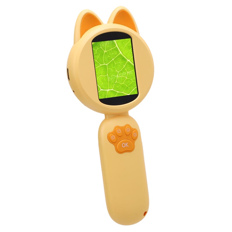 Electronic Magnifying Glass Handheld 2.0 Inch Color Screen Portable Digital Microscope Educational Science Toys with 8 LED Lights Yellow - Image 3
