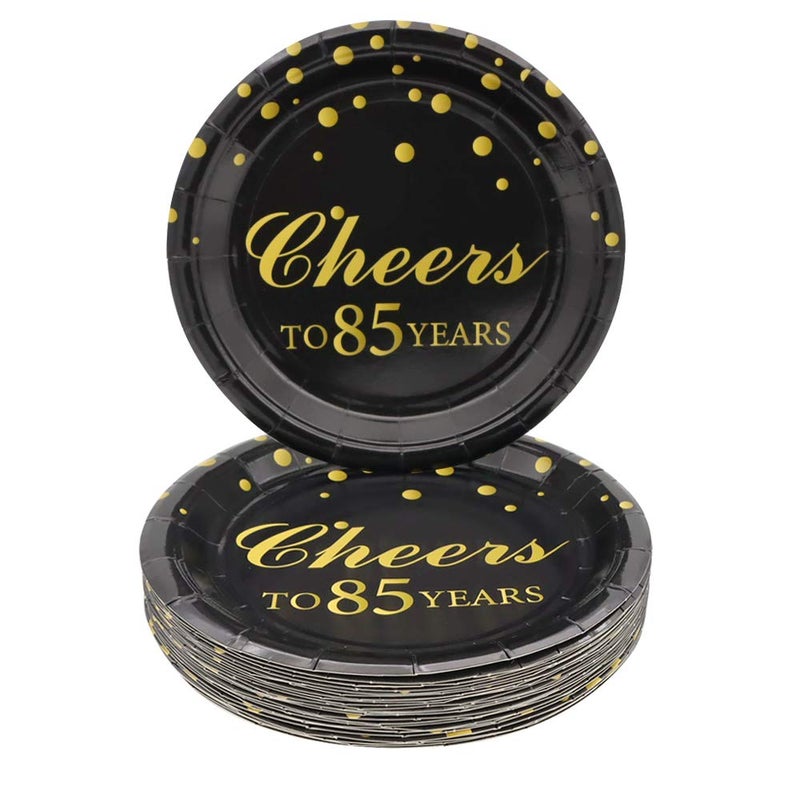 Pandecor 85th Birthday Party Supplies,50 PCS Cheers to 85 Years Disposable 7 Inch Paper Plates Dessert Plates for 85 Years Anniversary Party