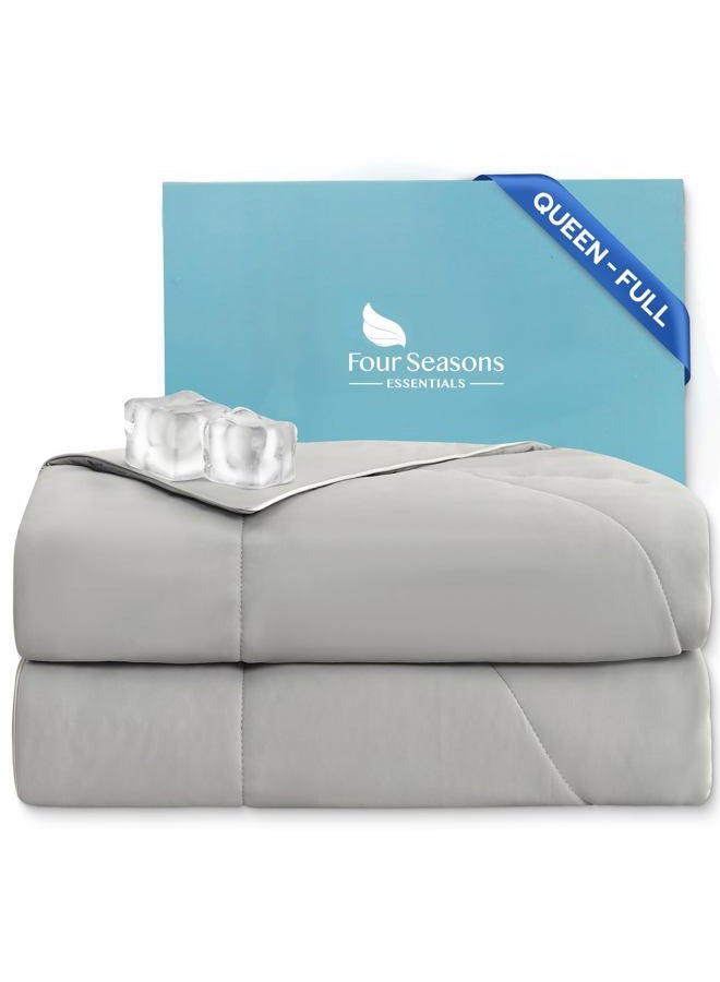 Four Seasons Essentials Cooling Comforter - Queen Size 90" x 90" - Gray - Image 1
