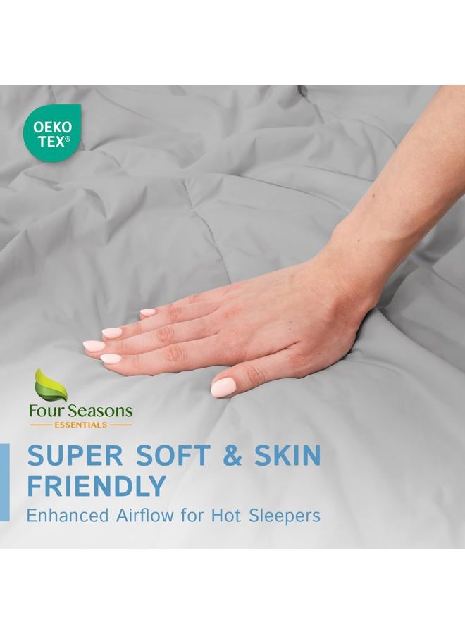 Four Seasons Essentials Cooling Comforter - Queen Size 90" x 90" - Gray - Image 5