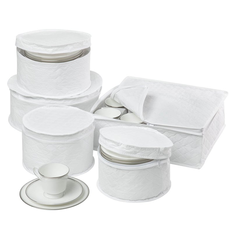 Honey Can Do Honey-Can-Do SFT-01630 Dinnerware Storage Set, 5-Piece,White - Image 3