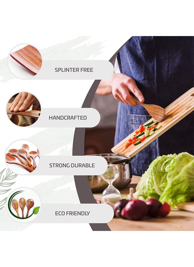 6-Piece Wooden Spoons for Cooking, Smooth Finish Teak Wooden Utensils for Cooking, Soft Comfort-Grip Wood Spoons for Cooking, Non-Stick Wooden Cooking Utensils, Wooden Spoon Sets