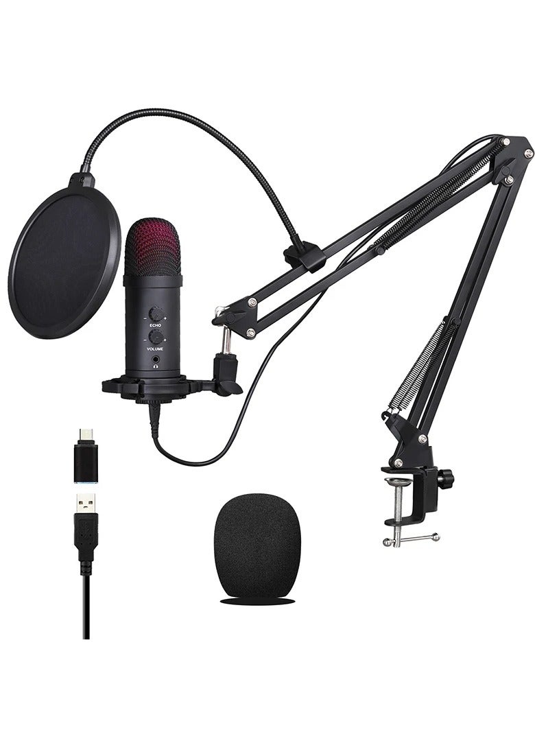 USB Computer Microphone Kit With Arm Shock Absorption Stand Popular Filters For Gaming Recording Podcast Chat Plug And Play  - Image 1