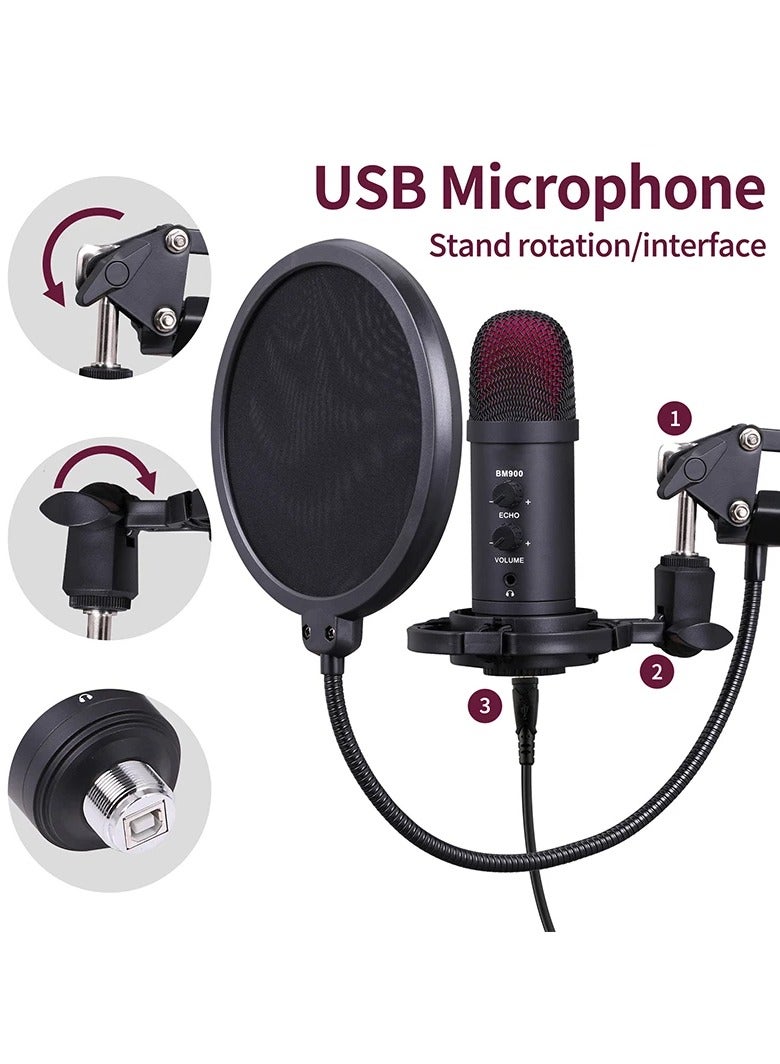 USB Computer Microphone Kit With Arm Shock Absorption Stand Popular Filters For Gaming Recording Podcast Chat Plug And Play  - Image 3