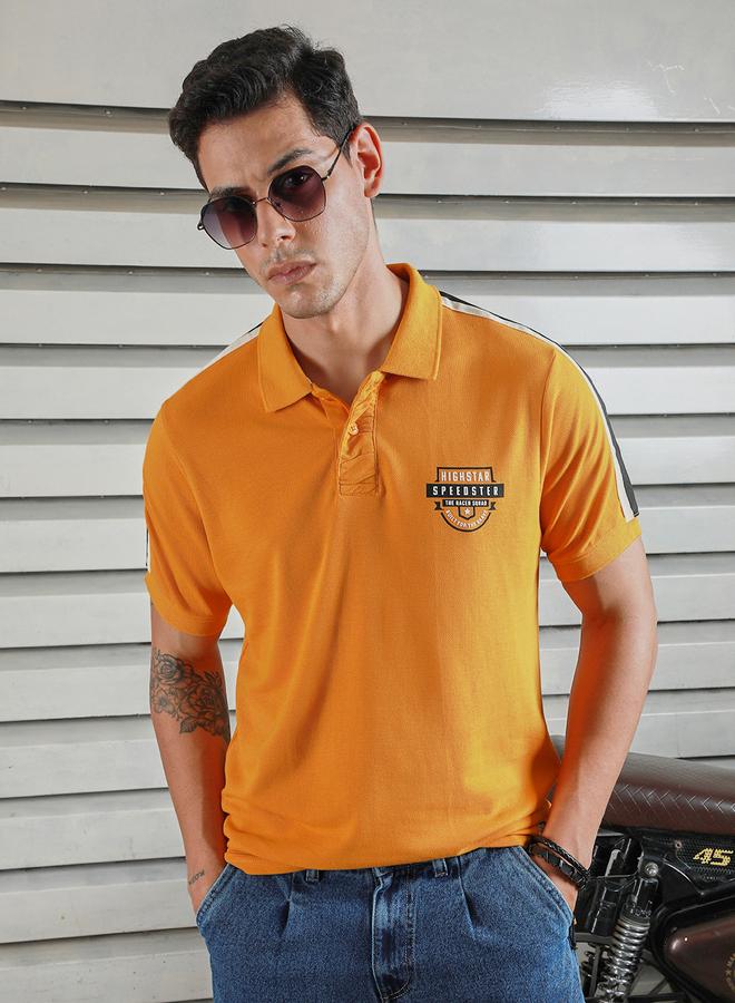 HIGH STAR HIGH STAR Patch Work Regular Fit Polo Neck T-Shirt - Image 5