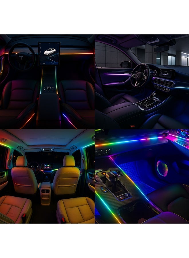 طقم إضاءة LED محيطية لمقصورة السيارة (6 في 1): شرائط أكريليك RGB بتأثيرات ضوئية متناغمة (Symphony) | تحكم عبر التطبيق | مزامنة مع الموسيقى | 16 مليون لون | إضاءة داخلية شاملة للسيارات (جهد 12 فولت) - Image 2